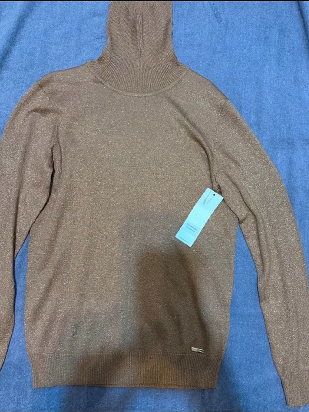 Calvin Klein Women’s Brown Metallic Turtleneck Sweater